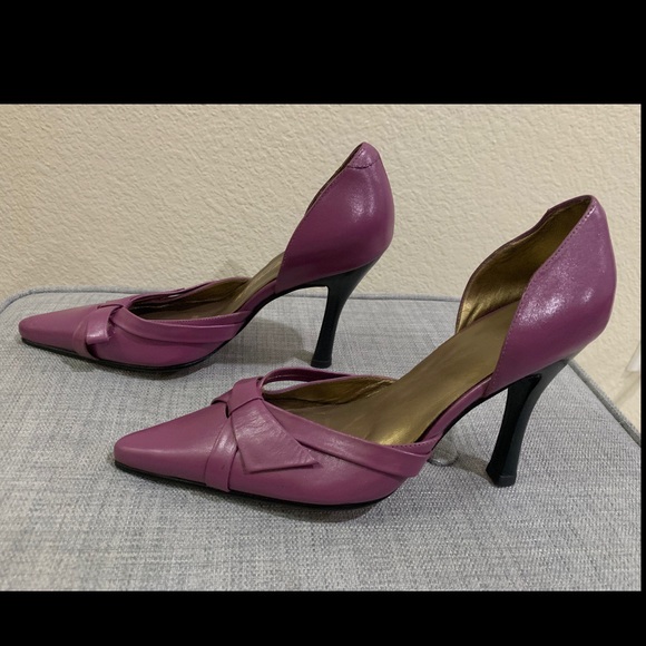 Parwin real leather Dark Magenta/Purple D’orsay - Picture 2 of 5
